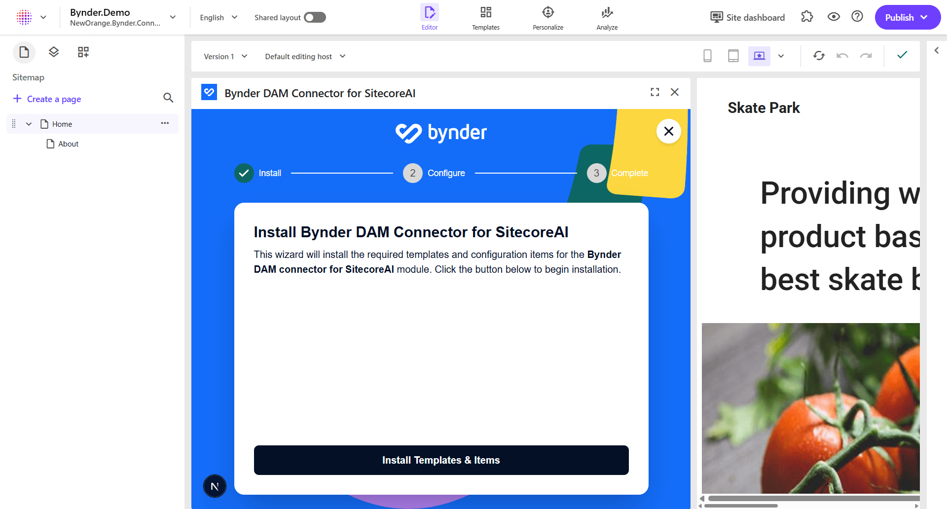Install Templates Step